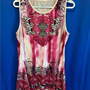 Pink and White Sleeveless Women's Top